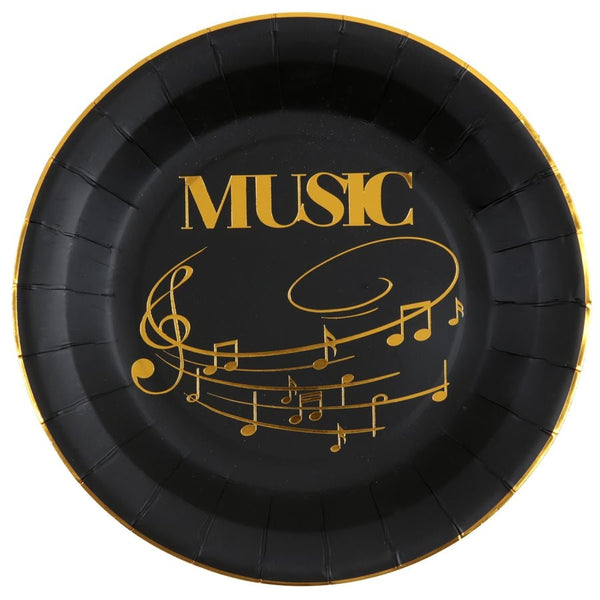 10 assiettes disque d'or, noir et or