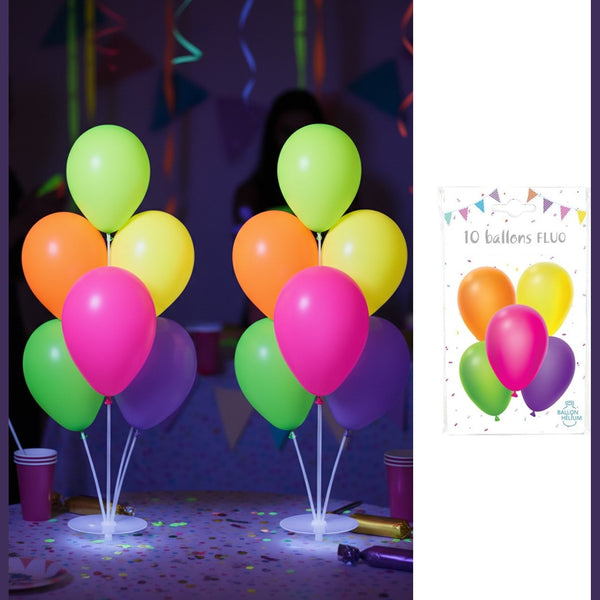 10 ballons fluo, 26 cm