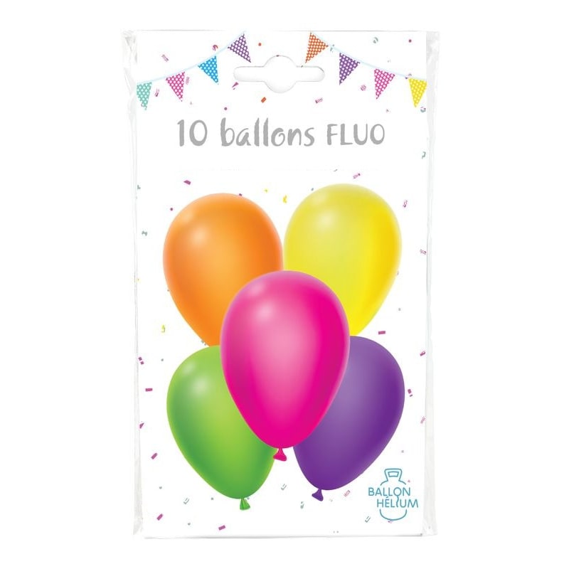 10 ballons fluo, 26 cm — vue 3