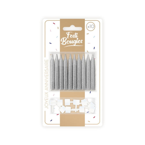 10 bougies d'anniversaire pailletées