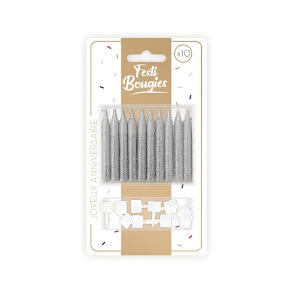 10 bougies d'anniversaire pailletées