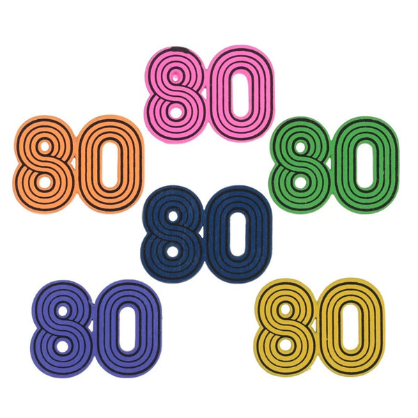 10 confettis de table années 80 en bois
