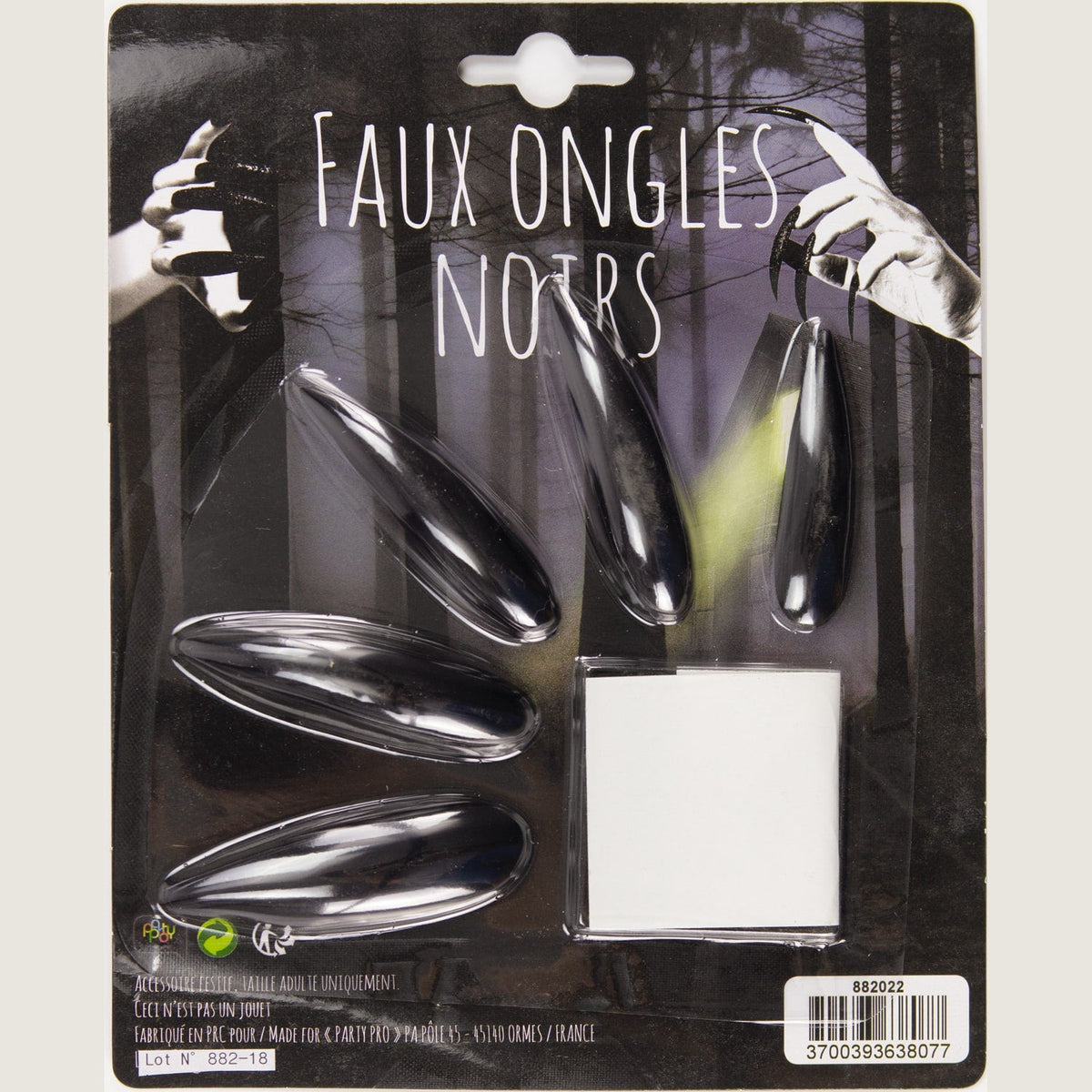 10 faux ongles longs noirs — vue 2
