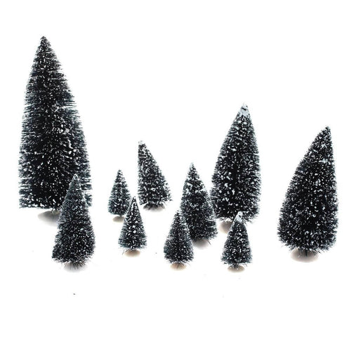 10 petits sapins verts, tailles assorties