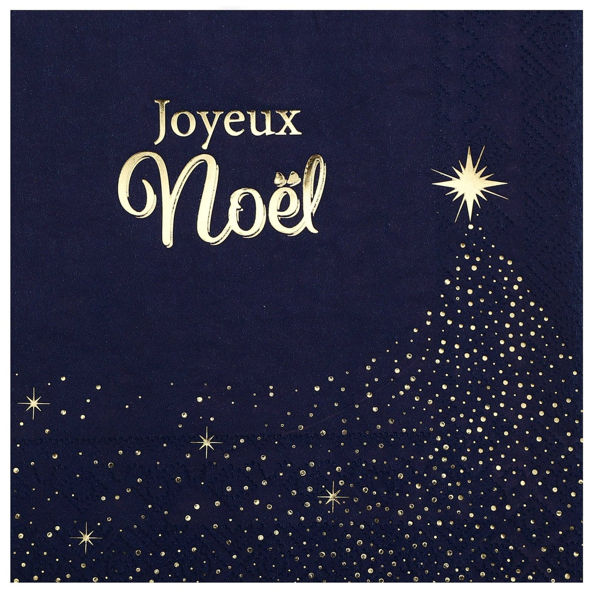 10 serviettes Joyeux Noël bleu nuit scintillant