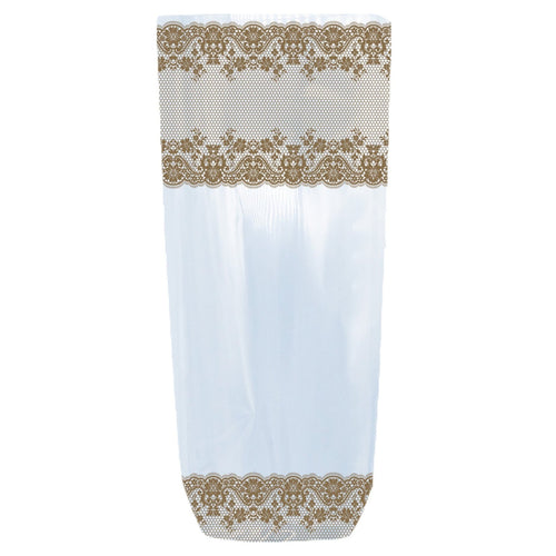 100 sachets cellophane fond carton, dentelle dorée