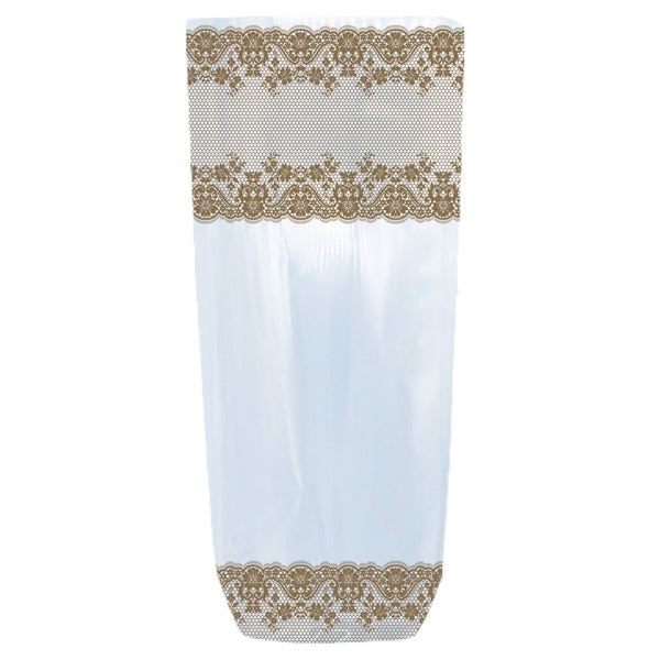 100 sachets cellophane fond carton, dentelle dorée