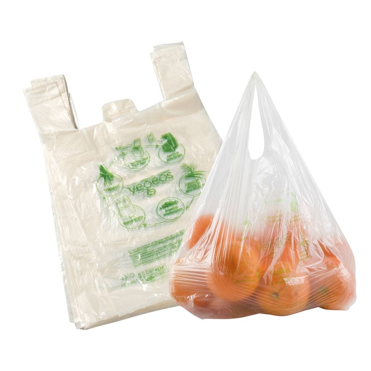 100 sacs bretelles biosourcés Végéos 30 + 14 x 50 cm