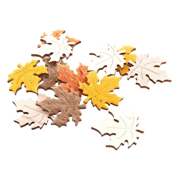 12 feuilles d'automne en feutre et bois, 4 cm