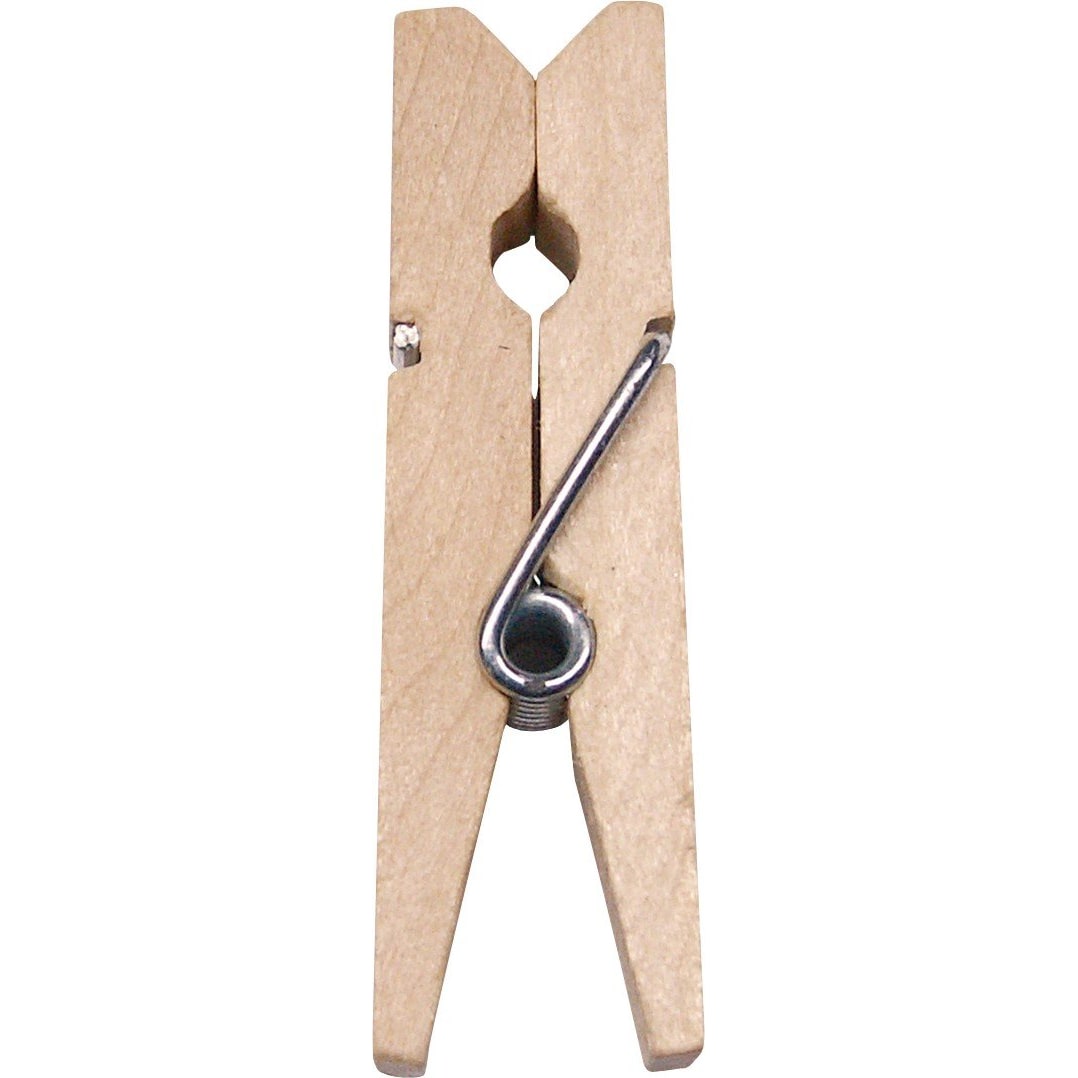 12 mini pinces en bois 3,5 cm, blanc ou naturel — Naturel