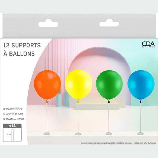 12 tiges à ballon sur pied, 43 cm