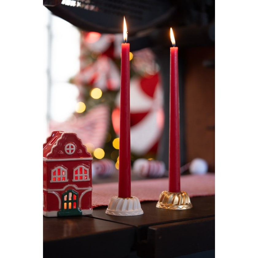 2 bougies flambeau 30 cm — Rouge (vue 2)