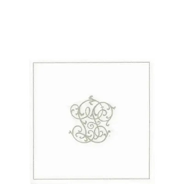 20 serviettes cocktail intissé Chiffre argent, 25 x 25 cm