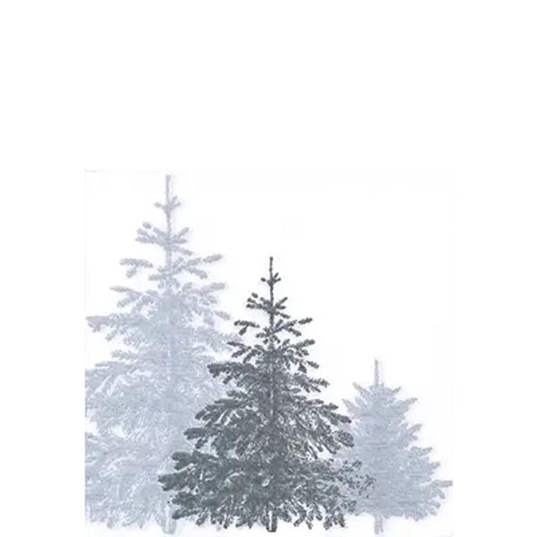 20 serviettes cocktail intissé Sapins givrés, 25 x 25 cm
