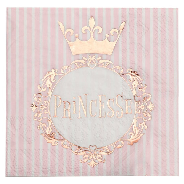 20 serviettes cocktail Princesse, rose gold