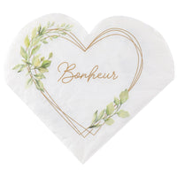 20 serviettes cœur Bonheur