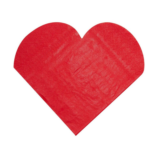 20 serviettes en forme de cœur, rouges