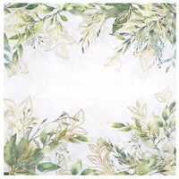 20 serviettes feuillage, vert ou naturel, 33 x 33 cm