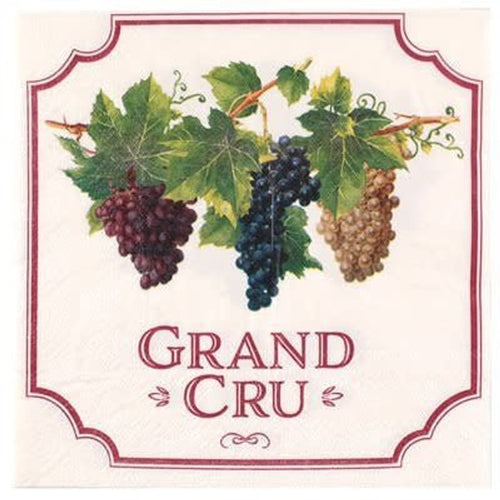 20 serviettes Grand cru, vigne et raisin