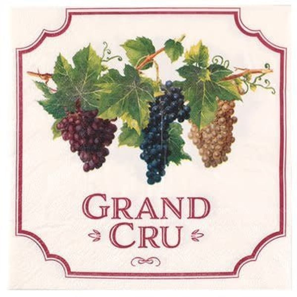 20 serviettes Grand cru, vigne et raisin