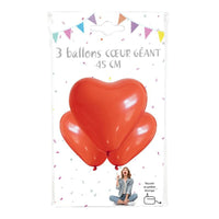 3 ballons cœur rouges, 45 cm — vue 3