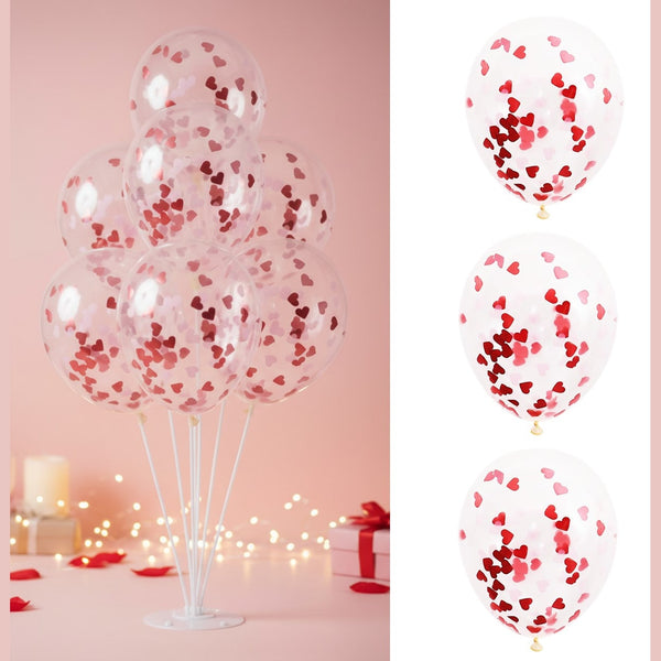 3 ballons à confettis cœurs
