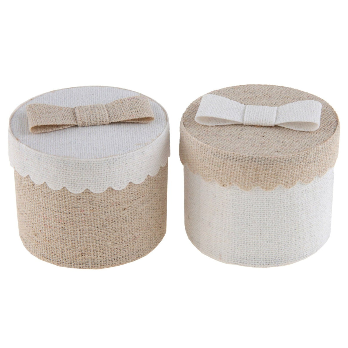 4 boîtes rondes en tissu naturel, 5 cm