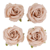 4 têtes de roses rose poudré, 11 cm