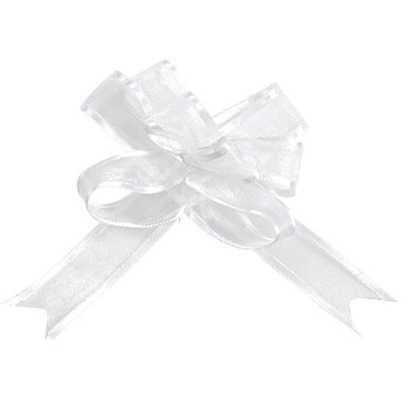 5 mini nœuds en organza blanc, 16 mm