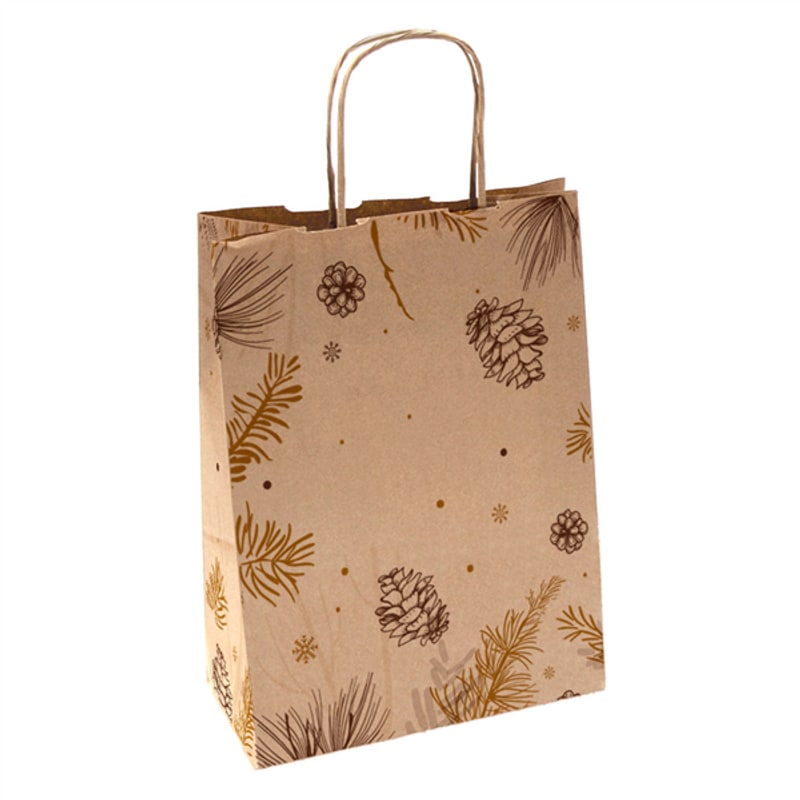 50 sacs kraft à anses « Winter », 26 x 32 cm