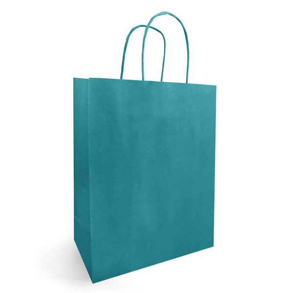 50 sacs kraft bleus à anses, 23 x 30 cm