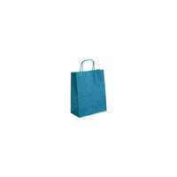 50 sacs kraft turquoise à poignées torsadées