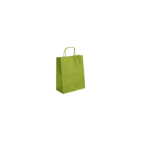 50 sacs kraft vert anis à poignées torsadées