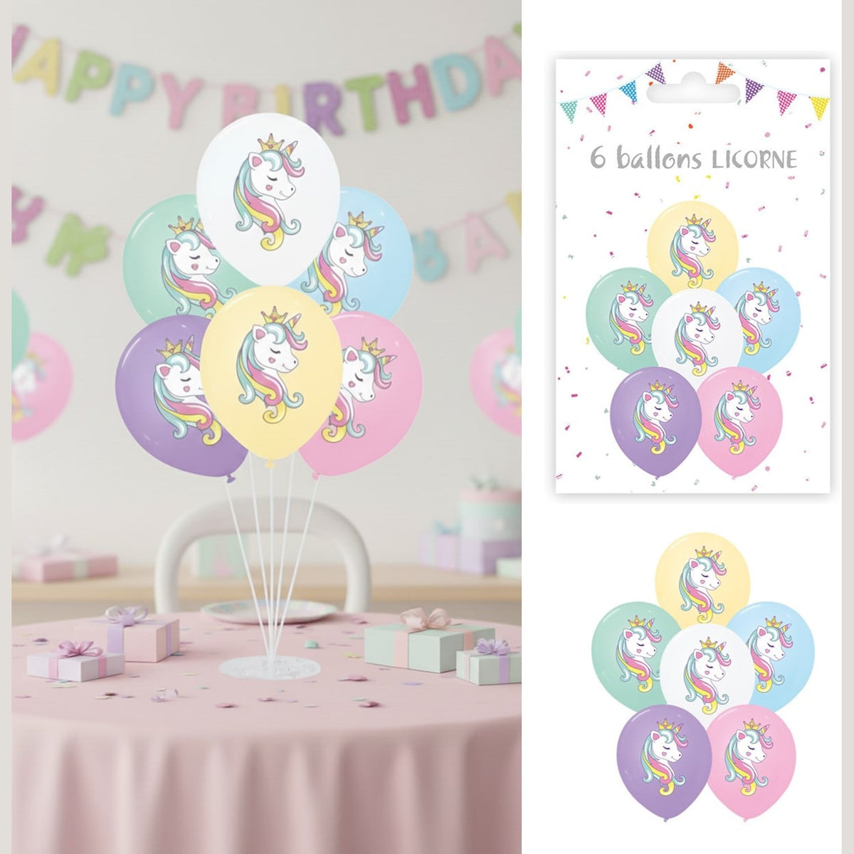 6 ballons licorne