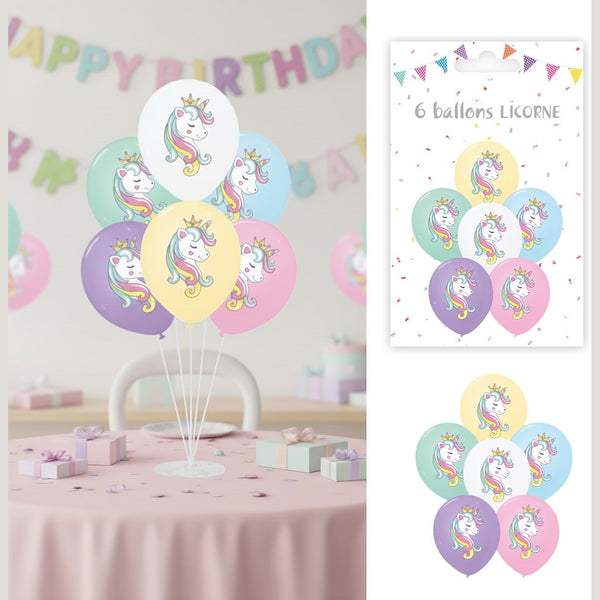 6 ballons licorne