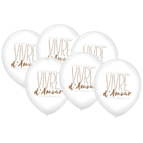 6 ballons « Vivre d'amour », 30 cm