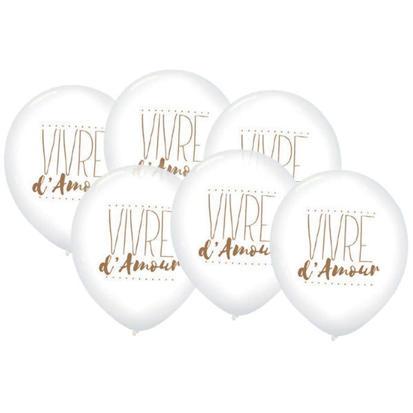 6 ballons « Vivre d'amour », 30 cm