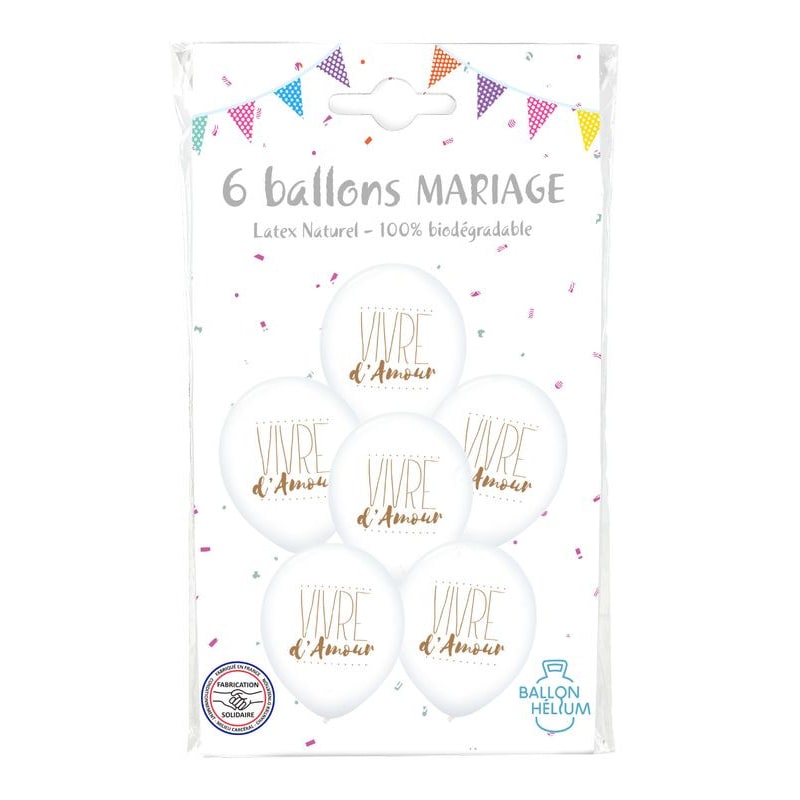 6 ballons « Vivre d'amour », 30 cm — vue 2