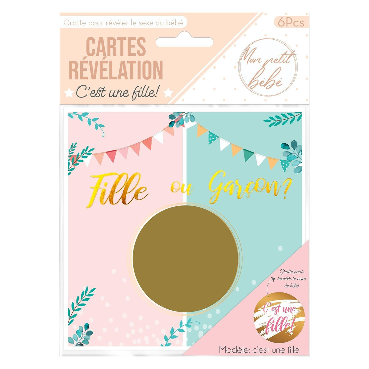6 cartes à gratter « C'est une fille ! »