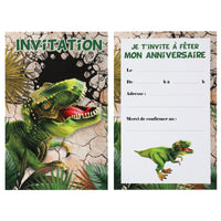 6 cartes d'invitation dinosaure