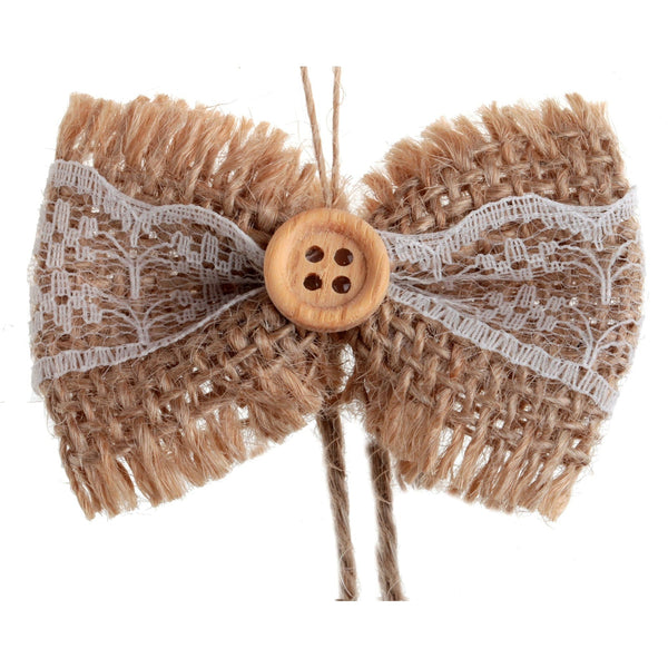 6 nœuds jute et dentelle, avec bouton