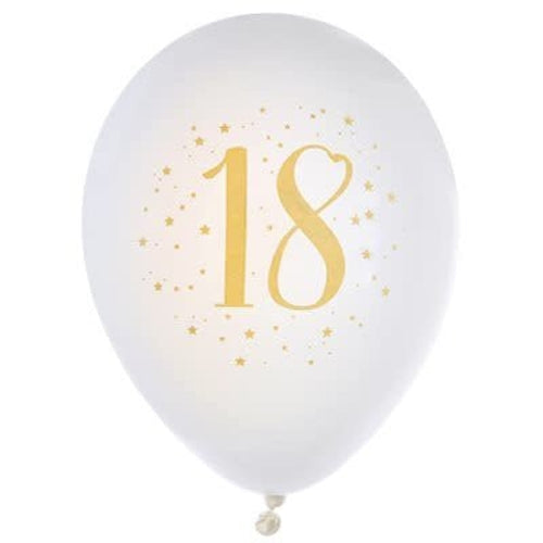 8 ballons des âges blancs et or, 23 cm