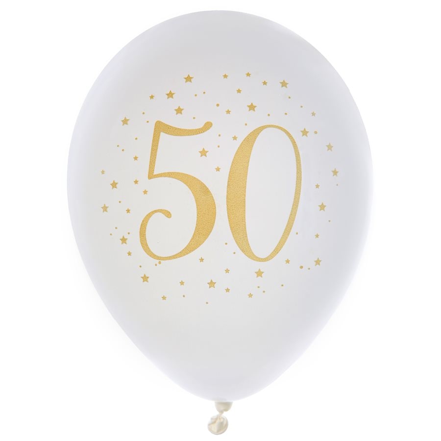 8 ballons des âges blancs et or, 23 cm — vue 3
