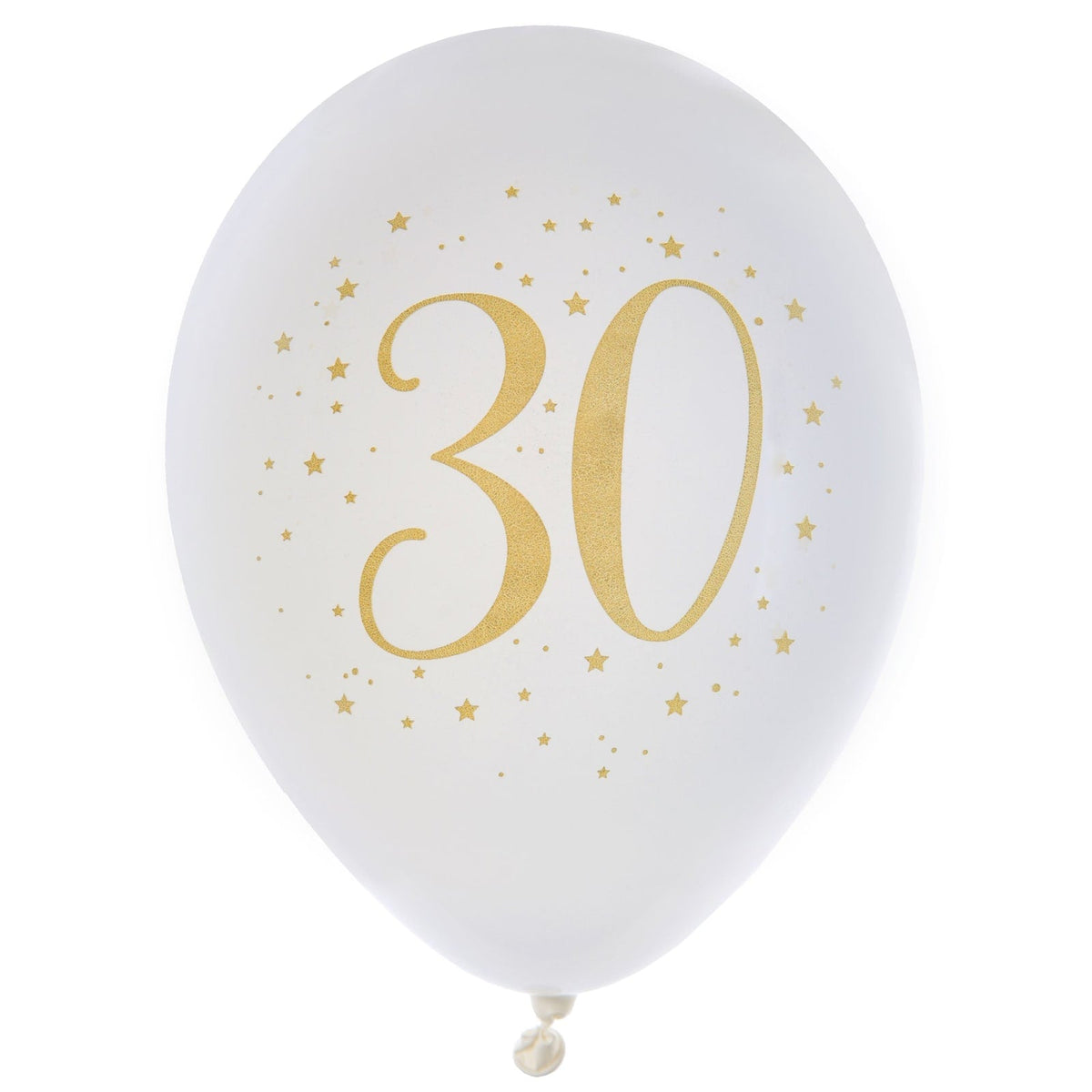 8 ballons des âges blancs et or, 23 cm — 30 ans
