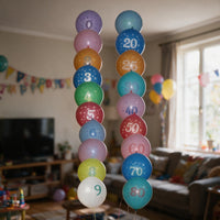 8 ballons chiffre anniversaire, de 0 à 80 ans
