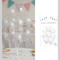 8 ballons transparents, 30 cm