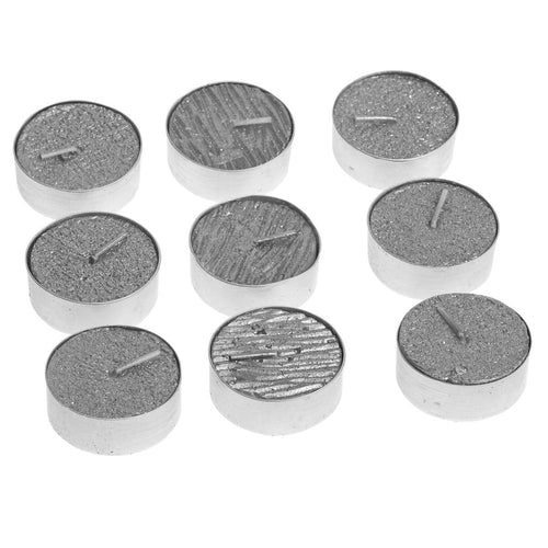 9 bougies chauffe-plat pailletées argent