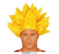 Perruque jaune hérissée, style guerrier de manga