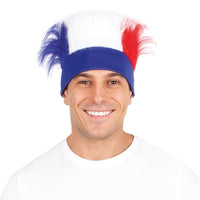 Coiffe tricolore à cheveux bleu blanc rouge