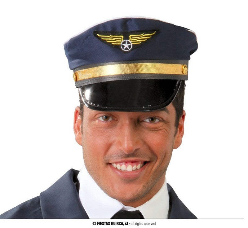 Casquette de pilote d'avion, insigne brodé doré